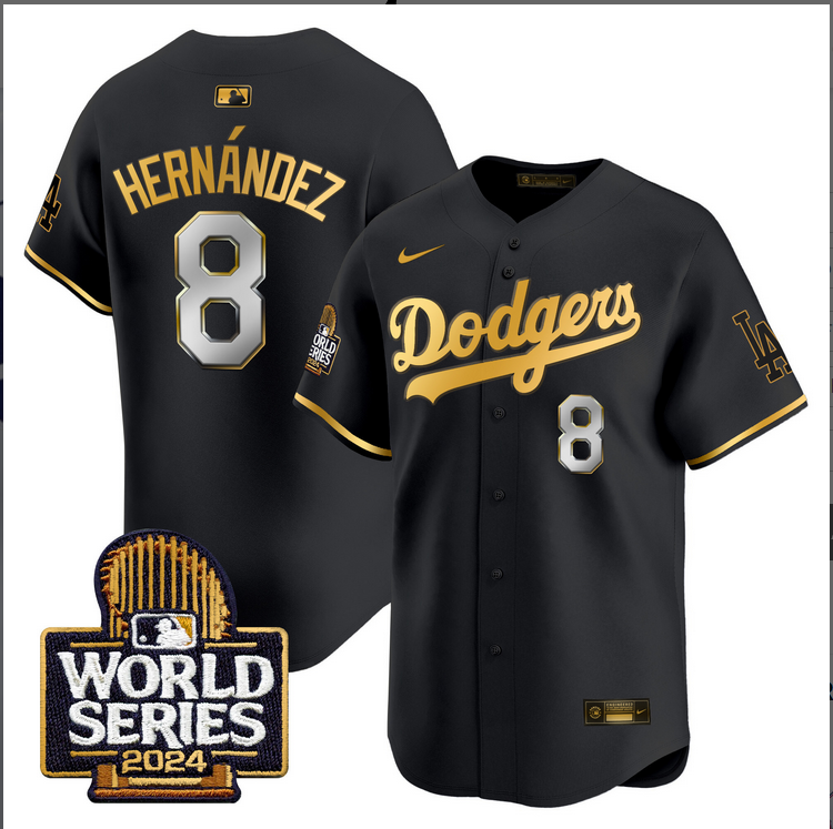 Men MLB Los Angeles Dodgers #8 Hernandez black 2024 World Series Champions Patch Limited Jersey20241105->los angeles dodgers->MLB Jersey